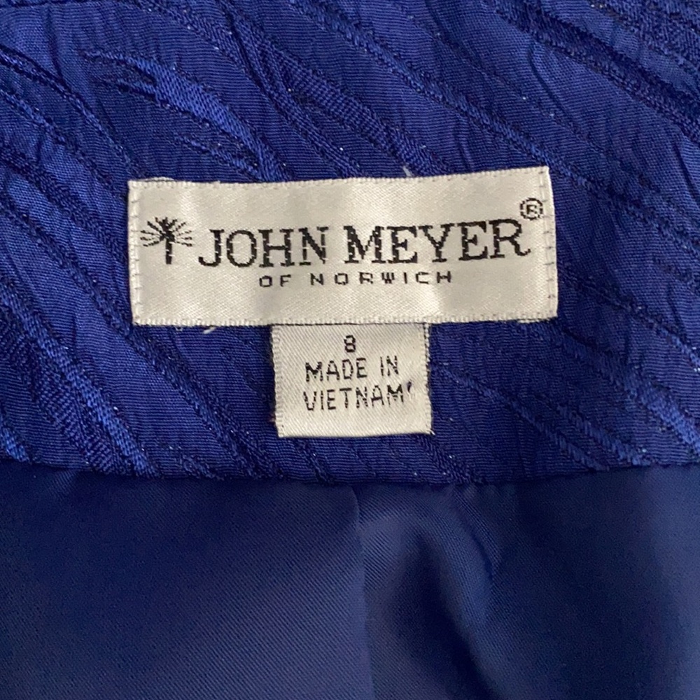 {VTG} John Meyer of Norwich | Metallic Jacquard Jacket Skirt Set Royal Blue (8) - Picture 8 of 16